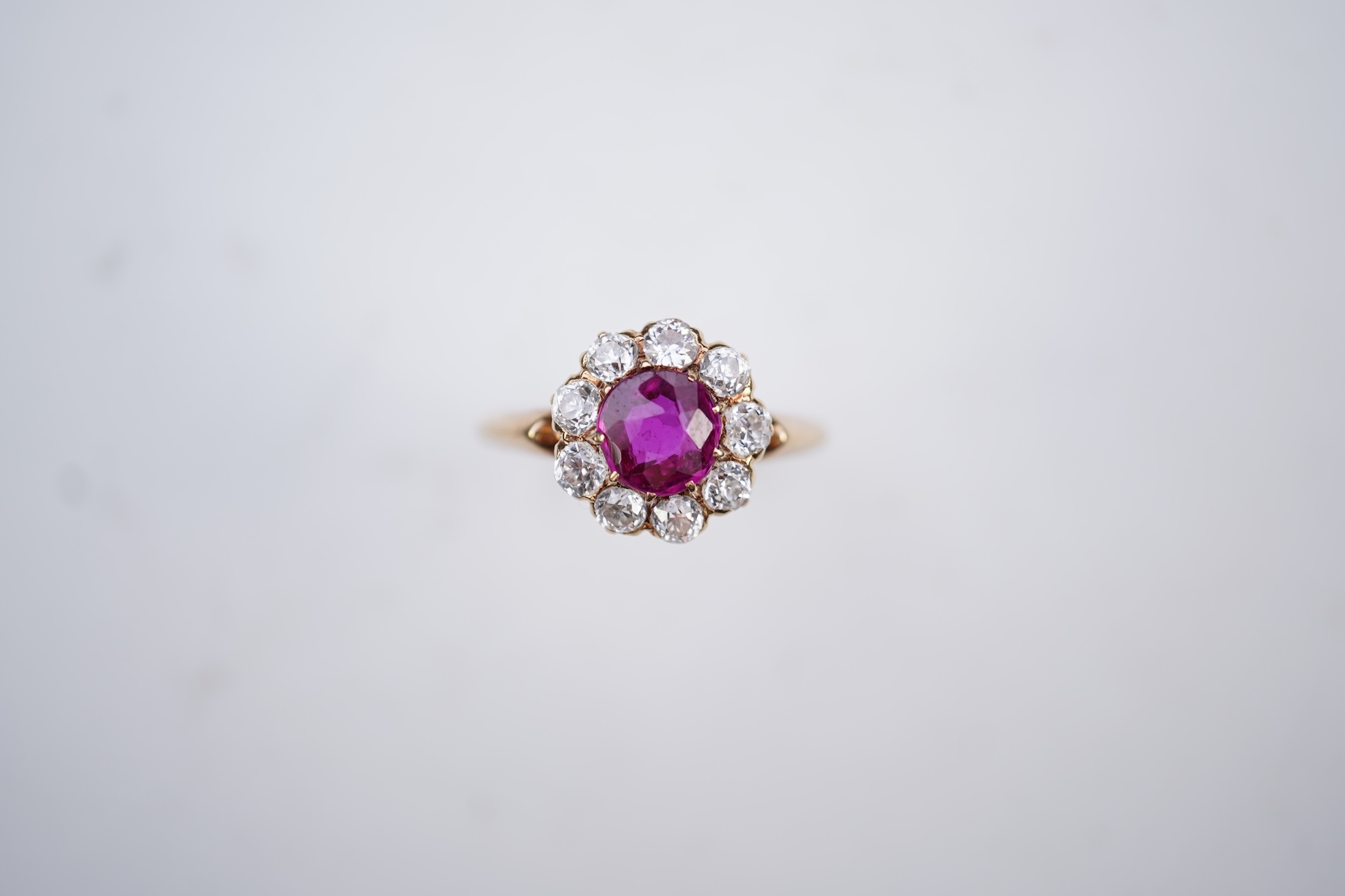 A fine ruby and diamond ring, circa 1900